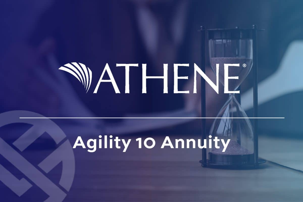 Athene agility 10 annuity review in white text with white athene logo.