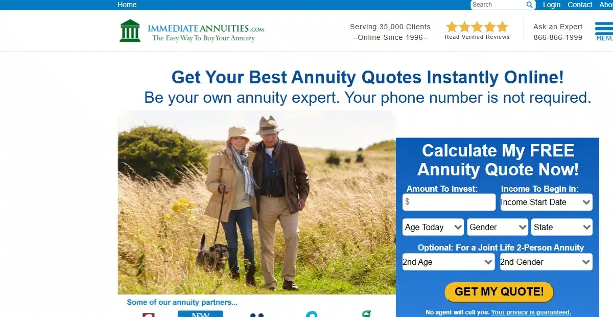 The 8 Best Places to Buy an Annuity Online 3 Immediateannuities. Com instant annuity quote calculator with amount, income start, age, gender, and state inputs